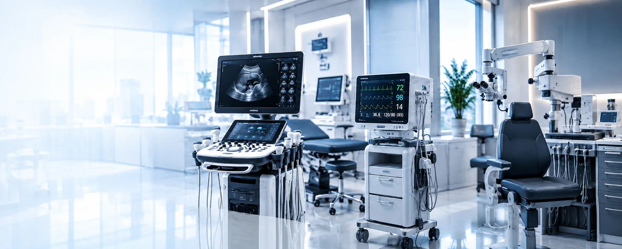 Современное медицинское оборудование MedCore Group — УЗИ-сканер, монитор пациента и операционный микроскоп в клинике